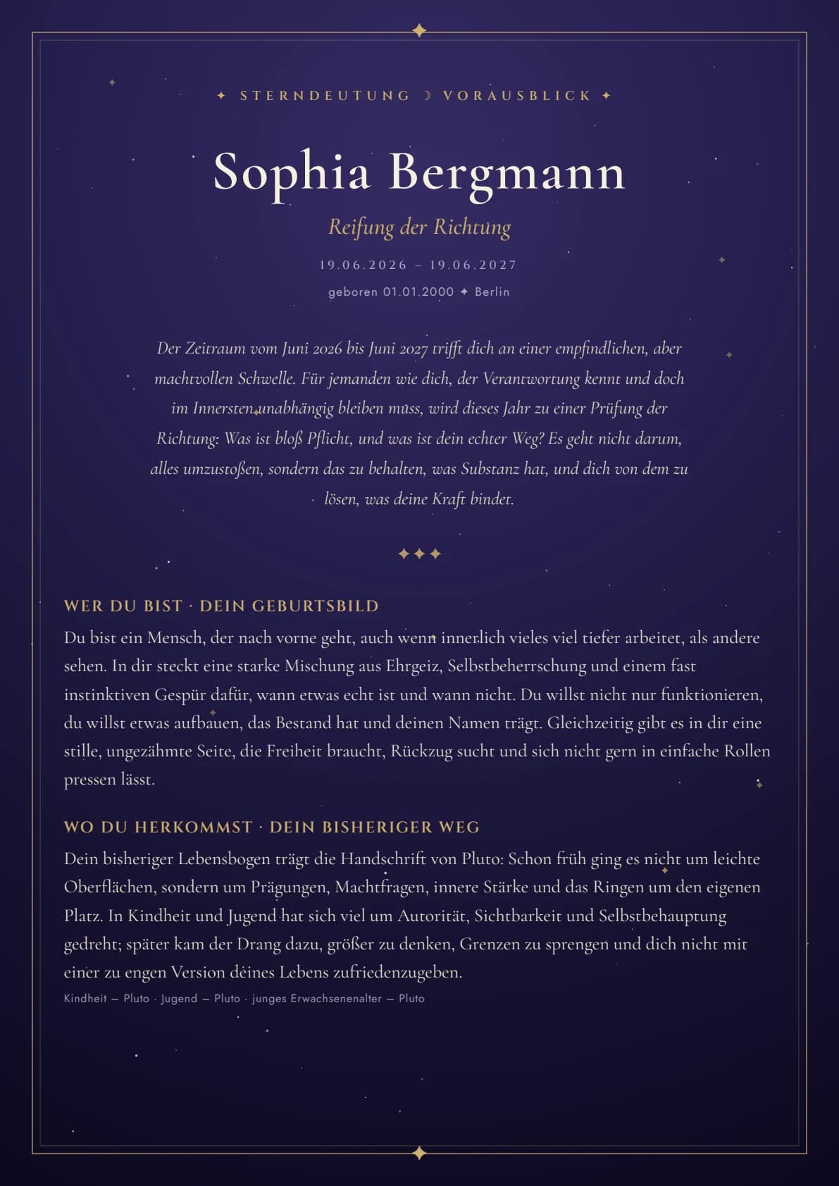 Beispielseite Zeitraum-Bericht